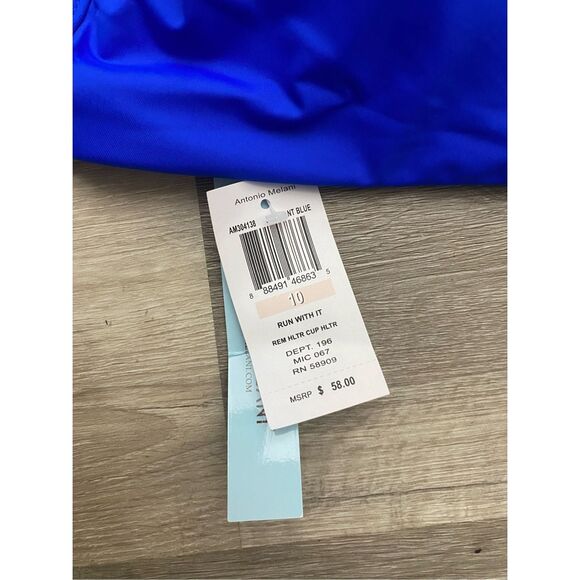 Antonio Melani NWT Blue Bikini Halter “Run With It” Top Swimsuit, Sz 10, MP $58 - Picture 2 of 5